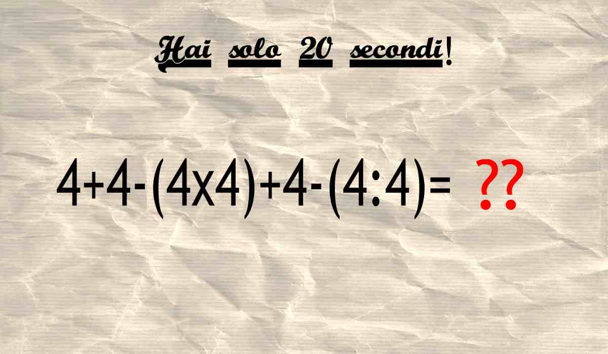 Rompicapo matematico 20 secondi