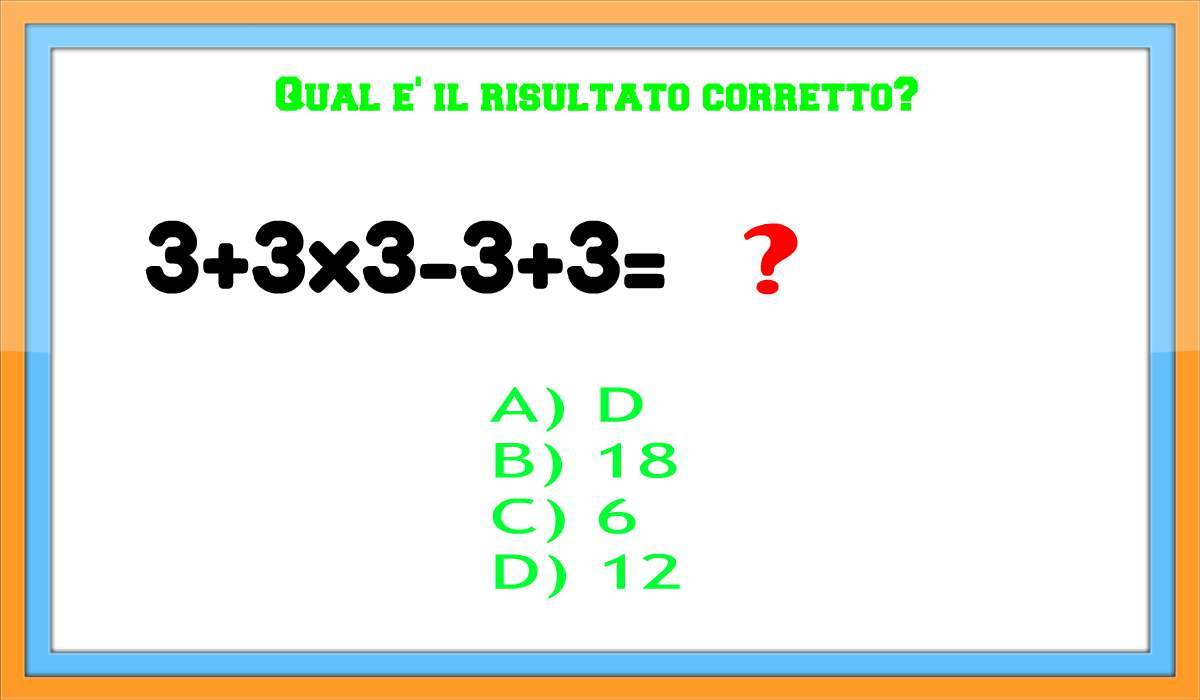 Rompicapo matematico con opzioni